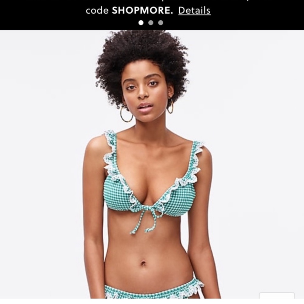J. Crew Green and White Bikini Swimwear